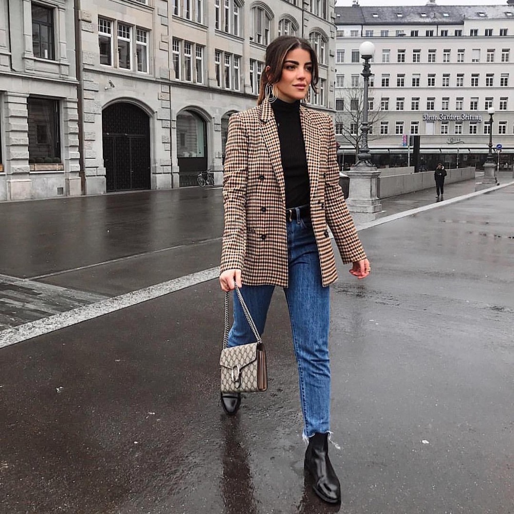 Zara checked jacket brown